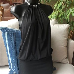 Long halter top waist room and jeweled neckline